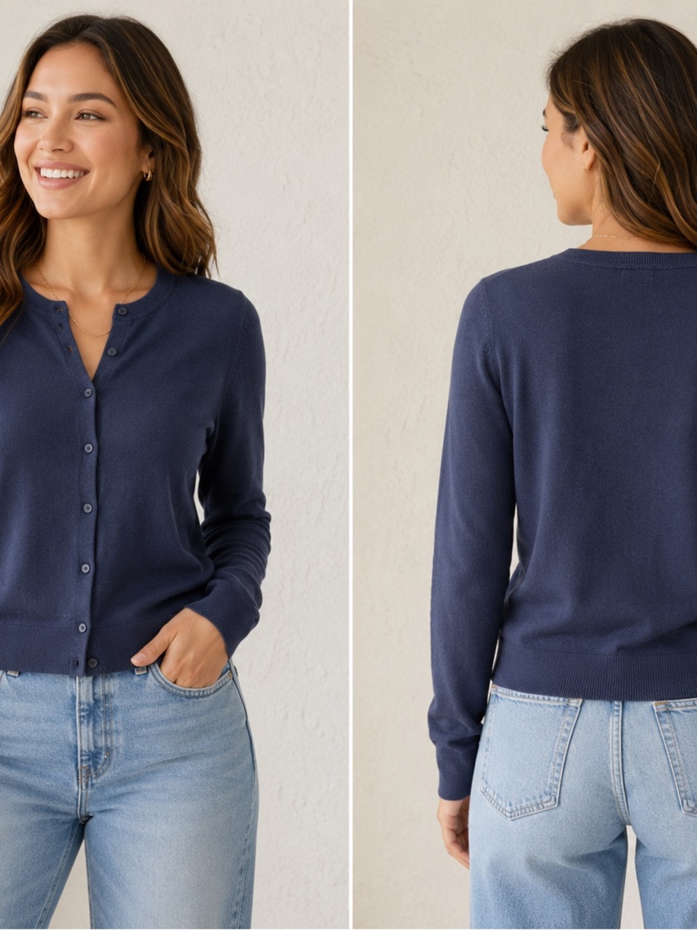New J Crew Classic Navy Button-Front Women's Cardigan Sweater